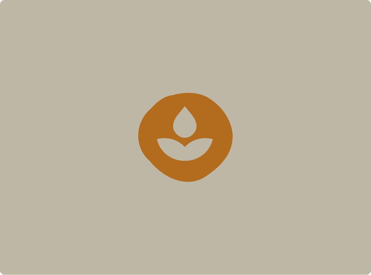 Thrive's icon of a drop of water and 2 leaves growing below it over beige background