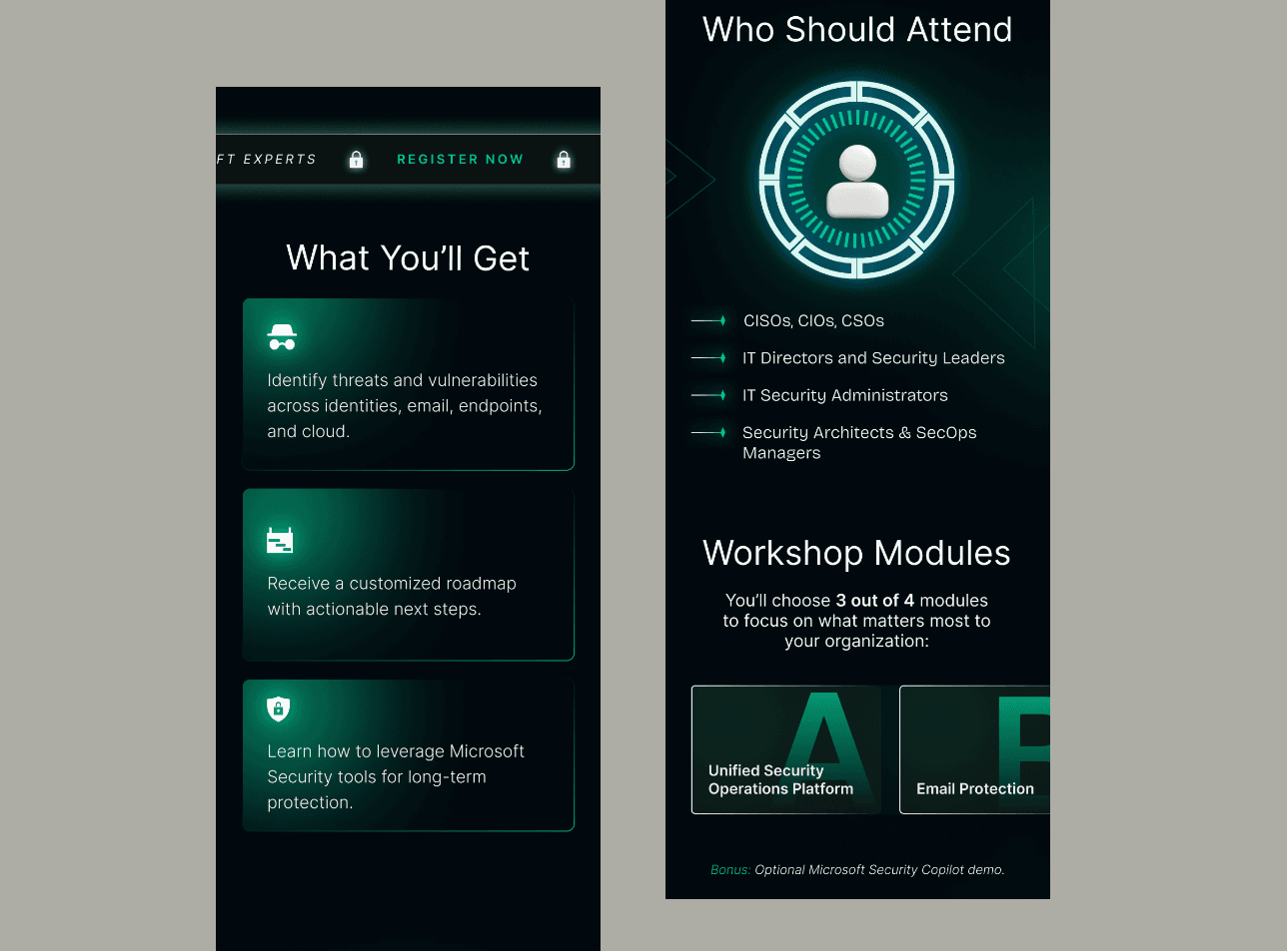 Mockup showing a mobile Landing page of a MSFT Partner