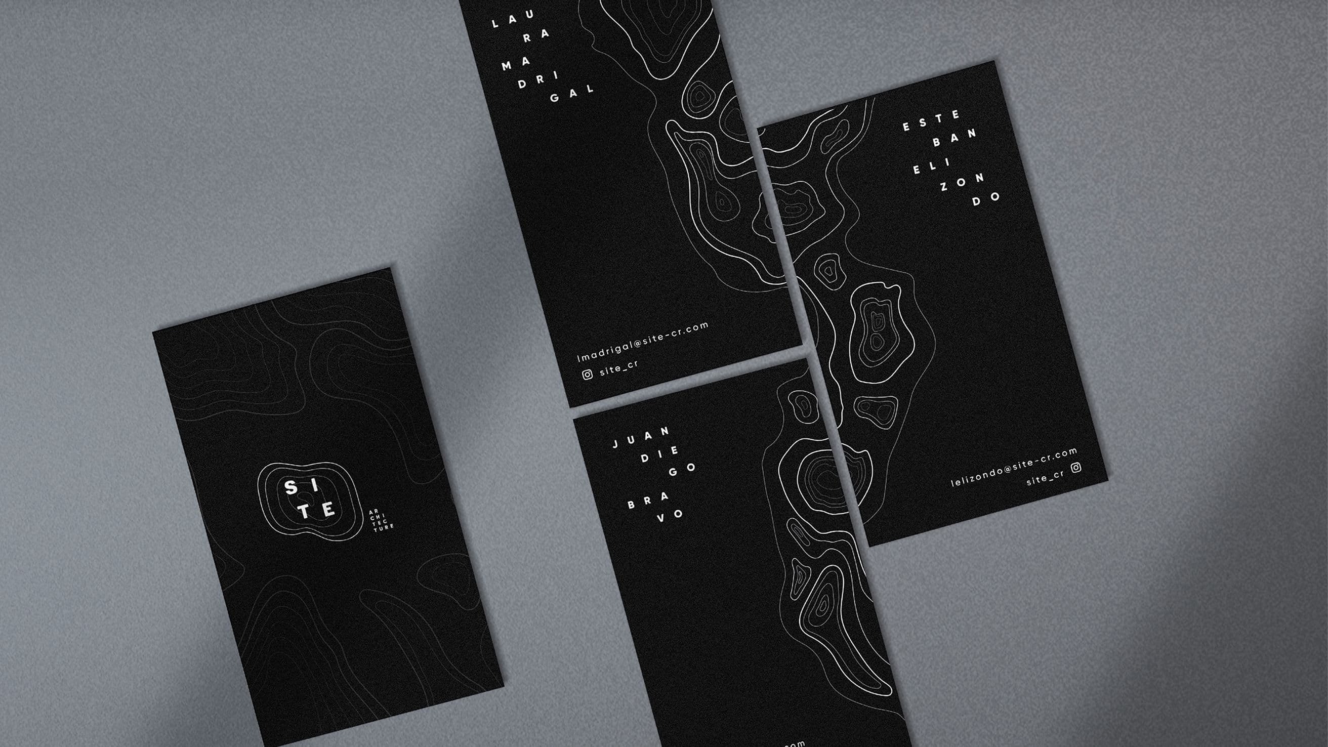 Presentation Cards design on black for the founders