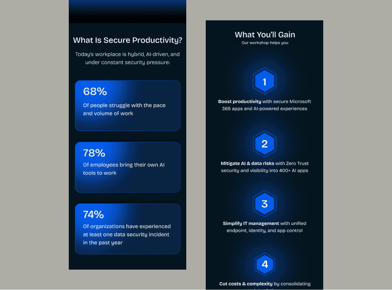 Mockup showing a Landing page of a MSFT Partner