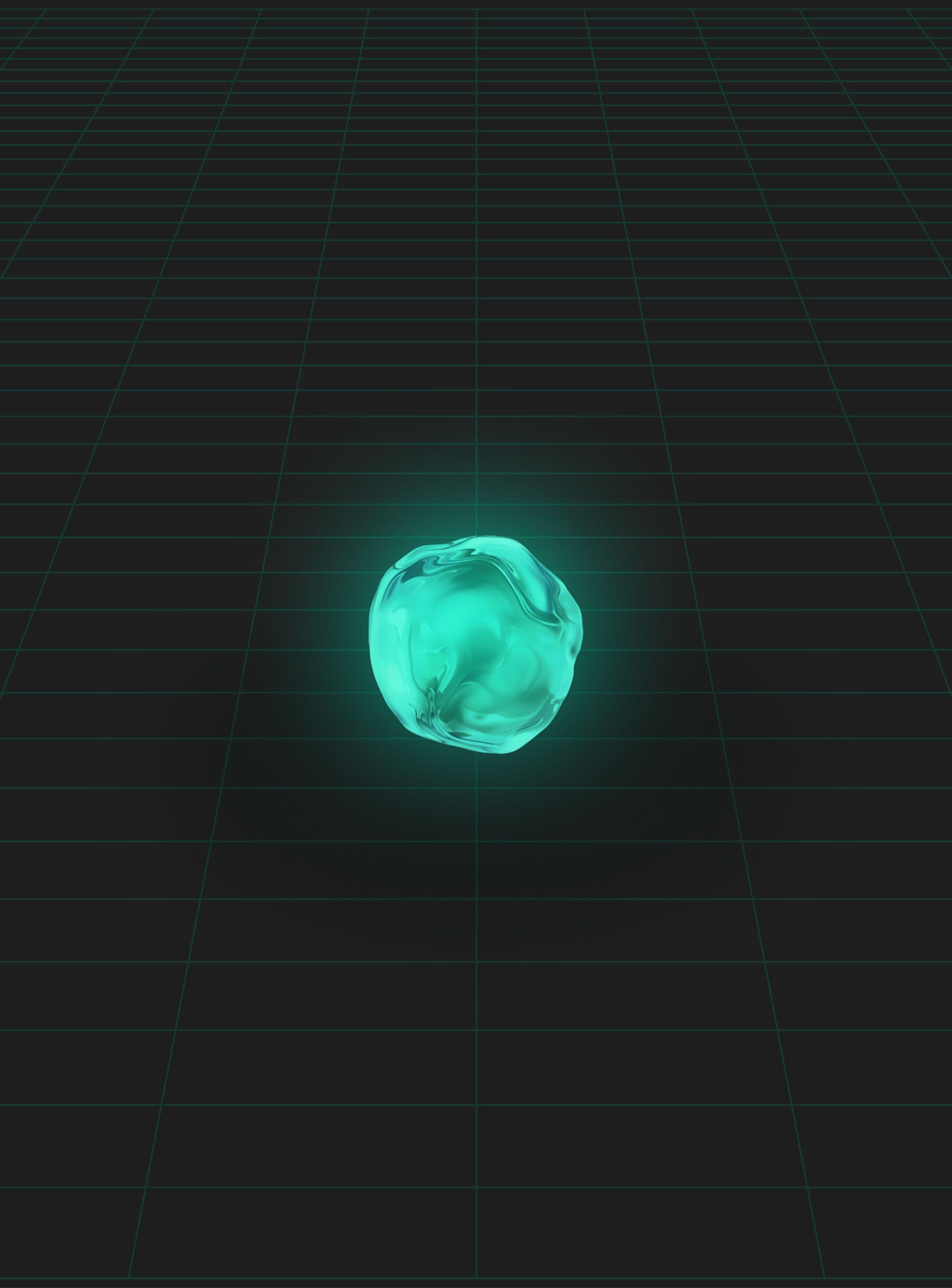 a 3D green plasma kind of sphere element floating over a black background
