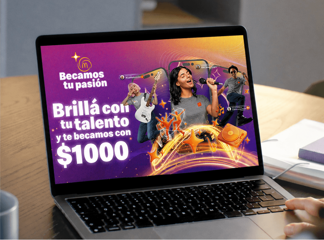 McDonald's scholarship campaign displayed on a laptop