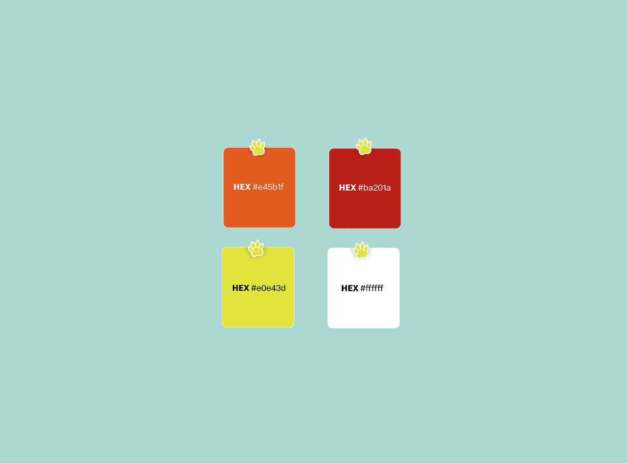 Precat brand color palette featuring orange, red, yellow and white