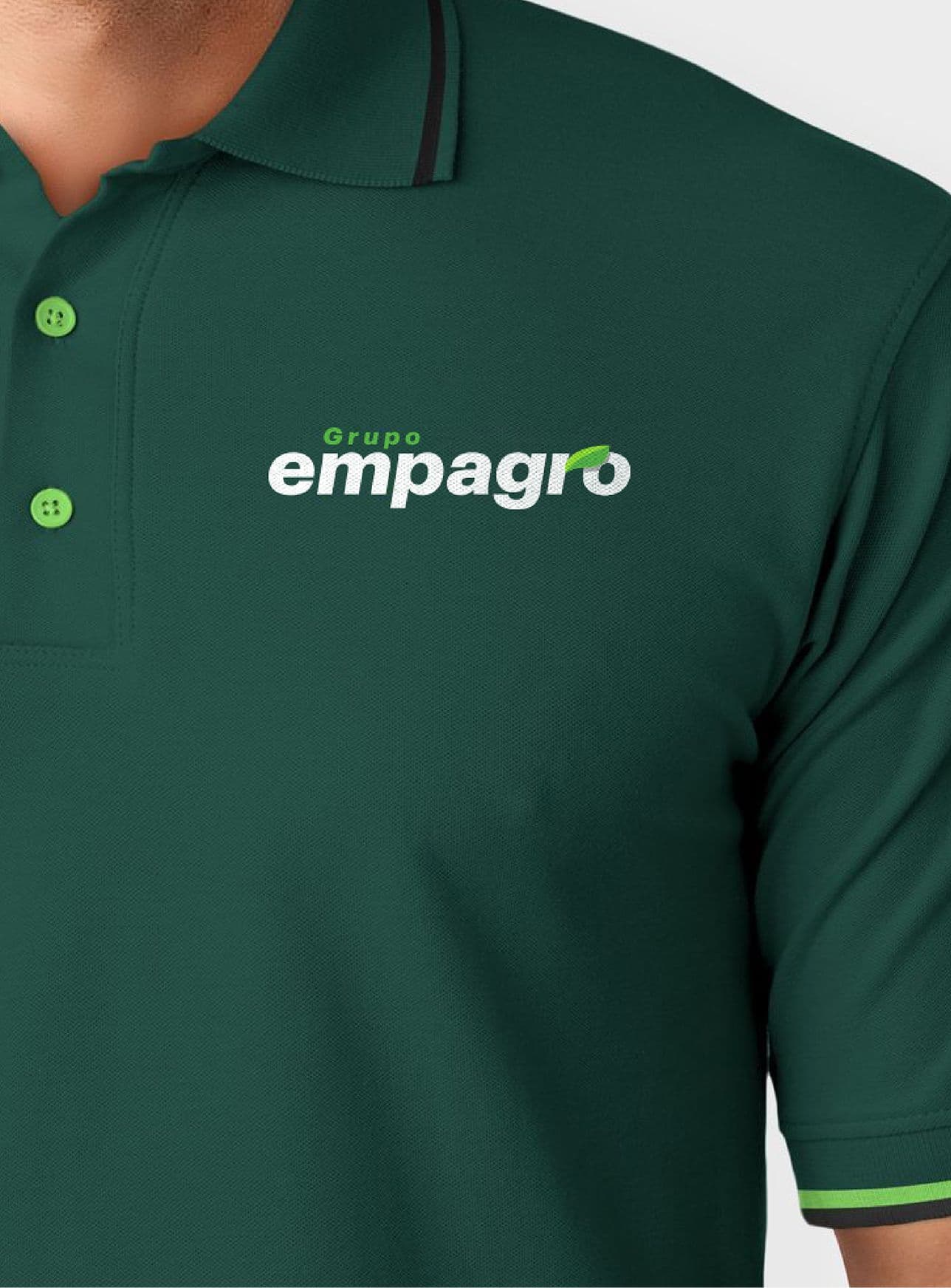 Green polo shirt featuring the Grupo Empagro logo and lime accents.