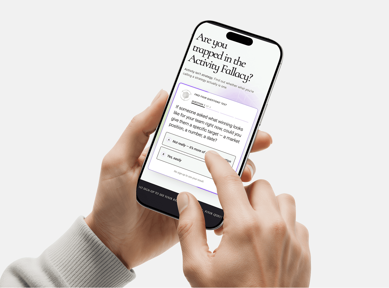 Mockup showing Causa Landing Page Mobile
