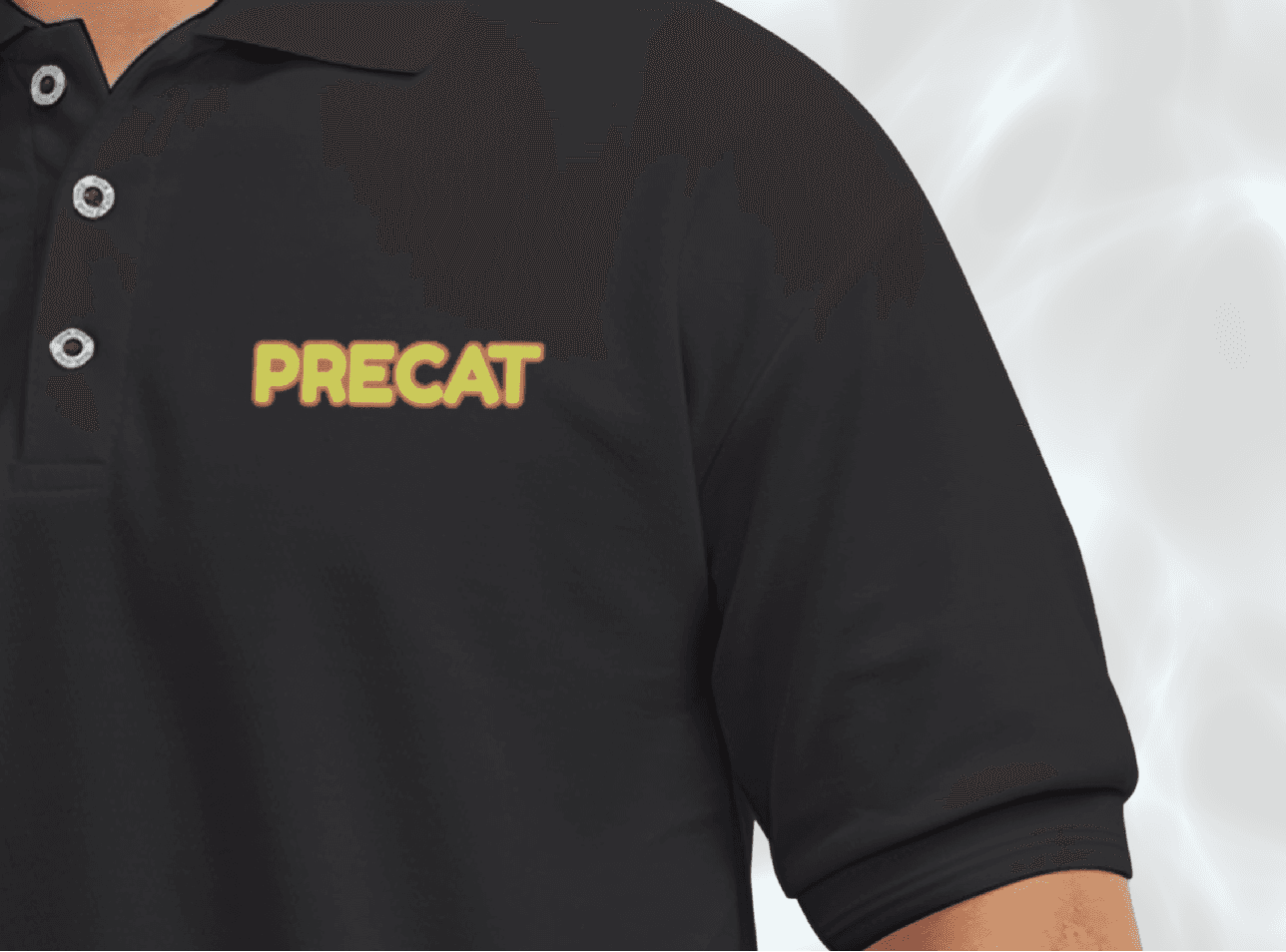 Precat branded black polo shirt mockup