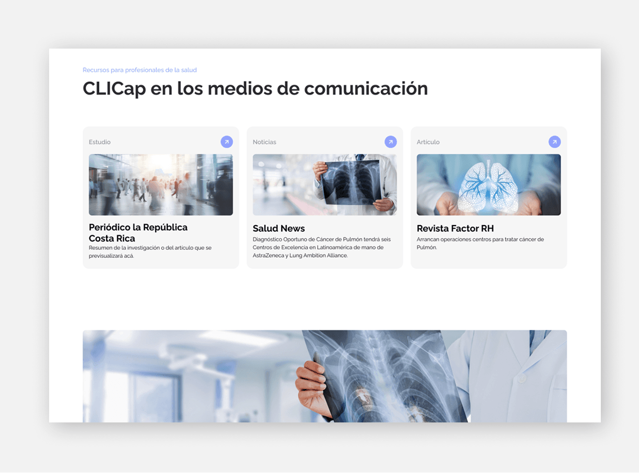CLICaP website media coverage section featuring news and articles