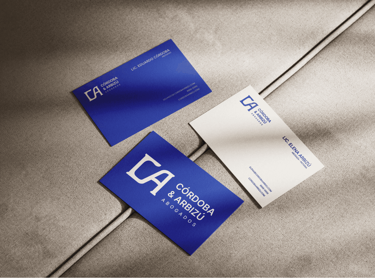 Business card on a grey background
