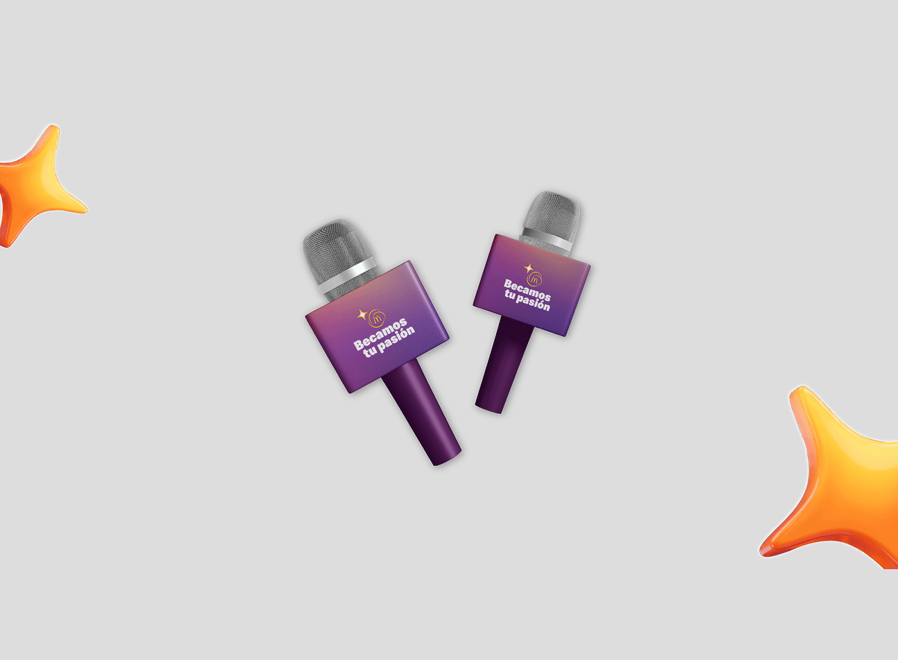Branded microphones for the Becamos tu pasión campaign