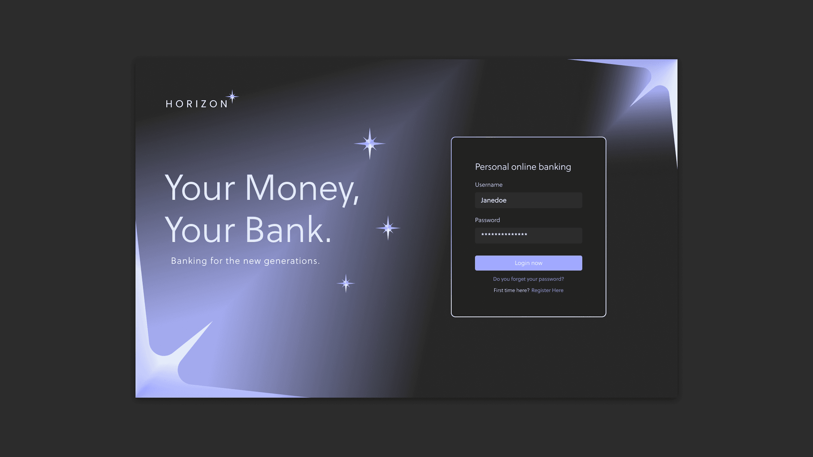 bank concept app mockup over dark background