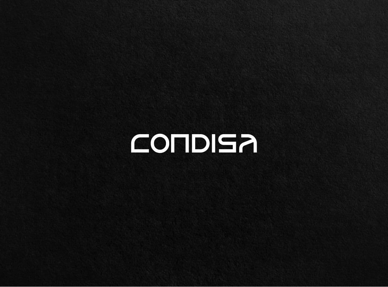 white Condisa logotype over a black background